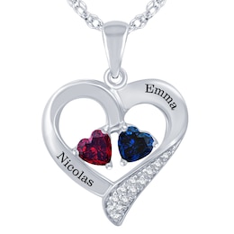 Couple's Heart-Shaped Birthstone Necklace