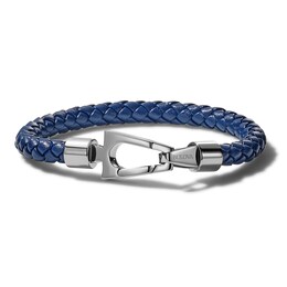 Bulova Braided Leather Bracelet Blue 8.5&quot;