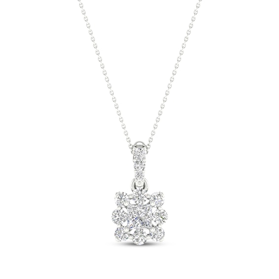 KAY Lab-Grown Diamonds Princess-Cut Necklace 1/2 ct tw 14K White Gold 18"