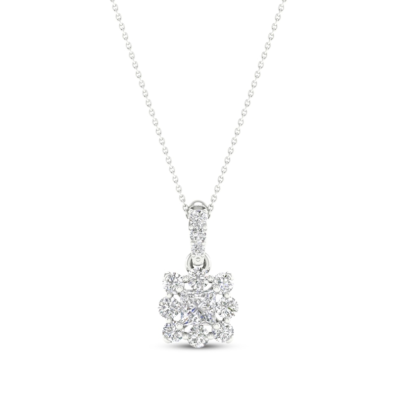 Main Image 1 of KAY Lab-Grown Diamonds Princess-Cut Necklace 1/2 ct tw 14K White Gold 18"