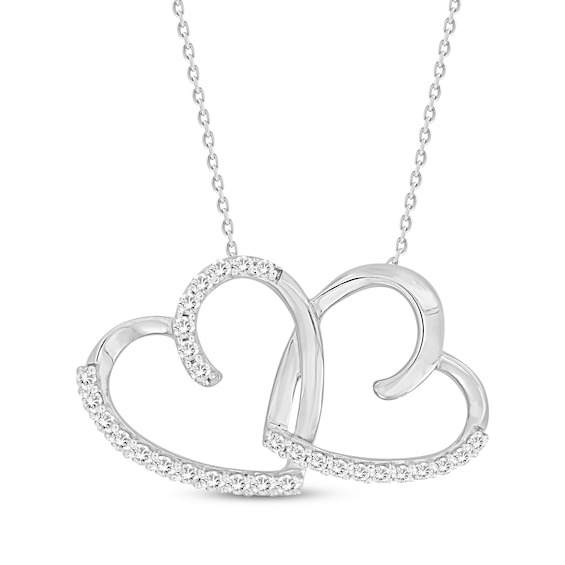 Kay Outlet Diamond Double Heart Necklace 1/5 ct tw Sterling Silver 18â ...