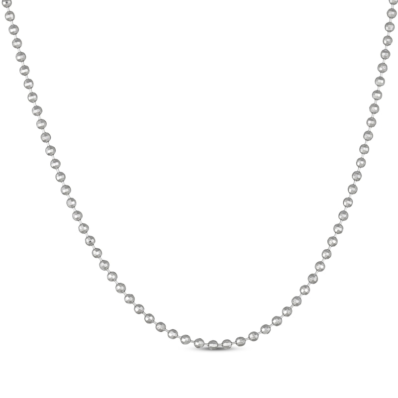 Diamond-Cut Solid Bead Chain Necklace 3mm Sterling Silver 18"