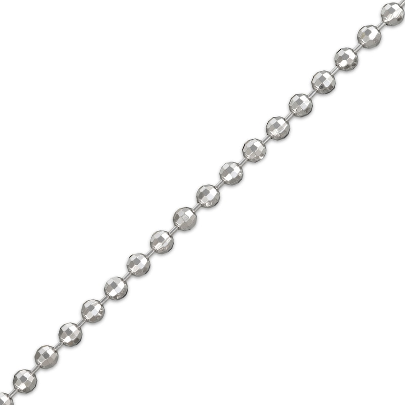 Diamond-Cut Solid Bead Chain Necklace 3mm Sterling Silver 18"