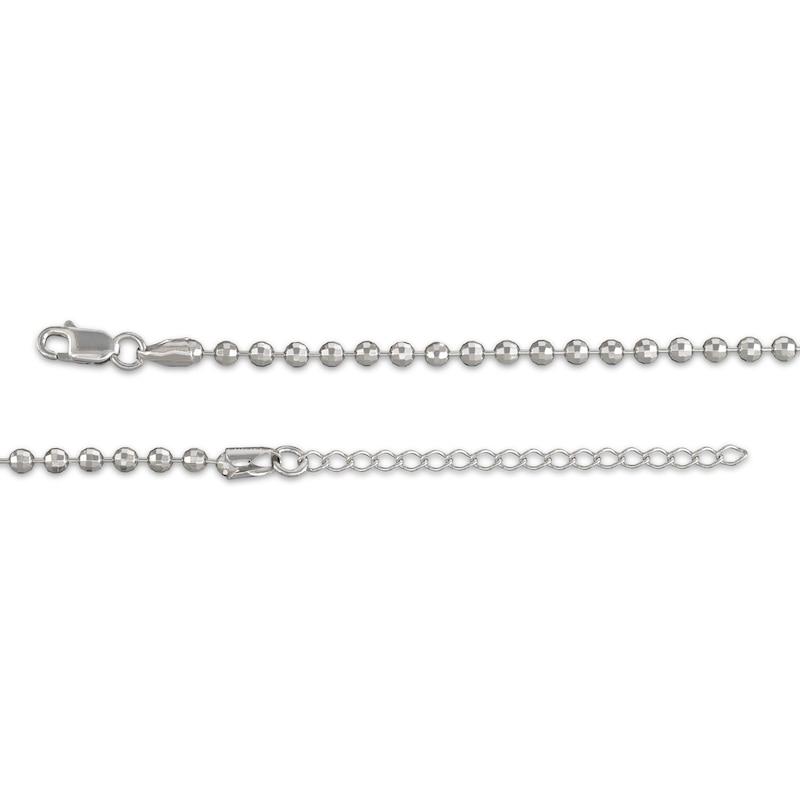 Diamond-Cut Solid Bead Chain Necklace 3mm Sterling Silver 18"