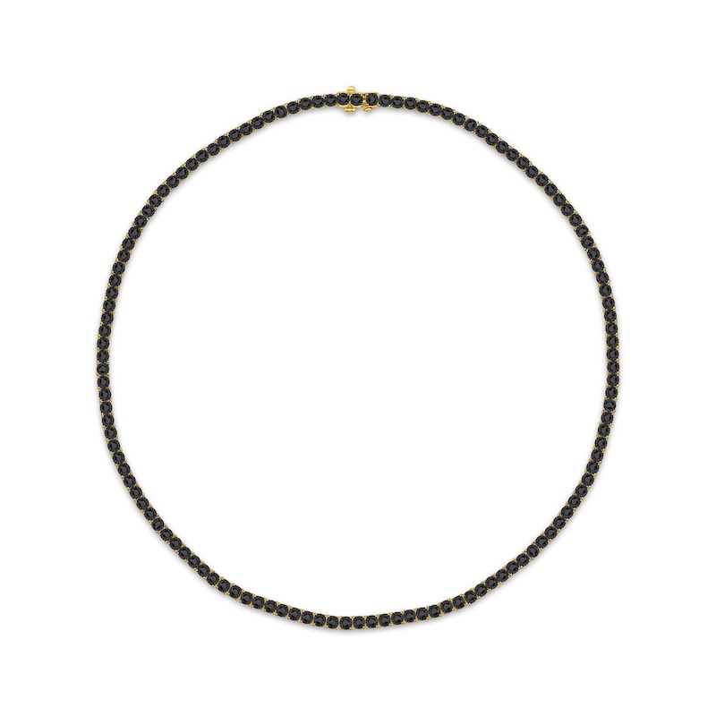Main Image 1 of Men's Black Diamond Tennis Necklace 5 ct tw 10K Yellow Gold 20"