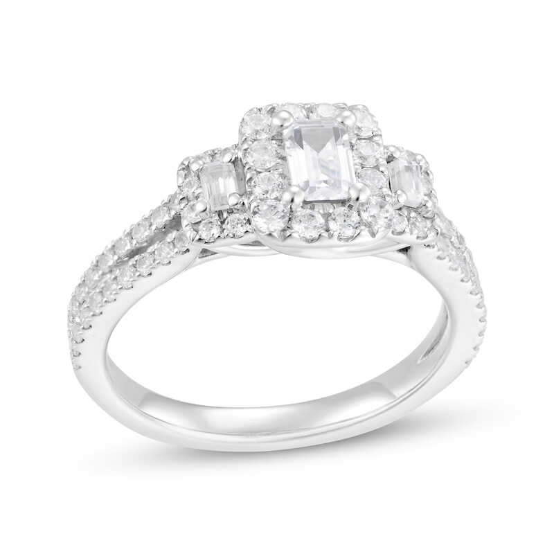 Main Image 1 of Adore Emerald-Cut Diamond Three-Stone Engagement Ring 1 ct tw 14K White Gold