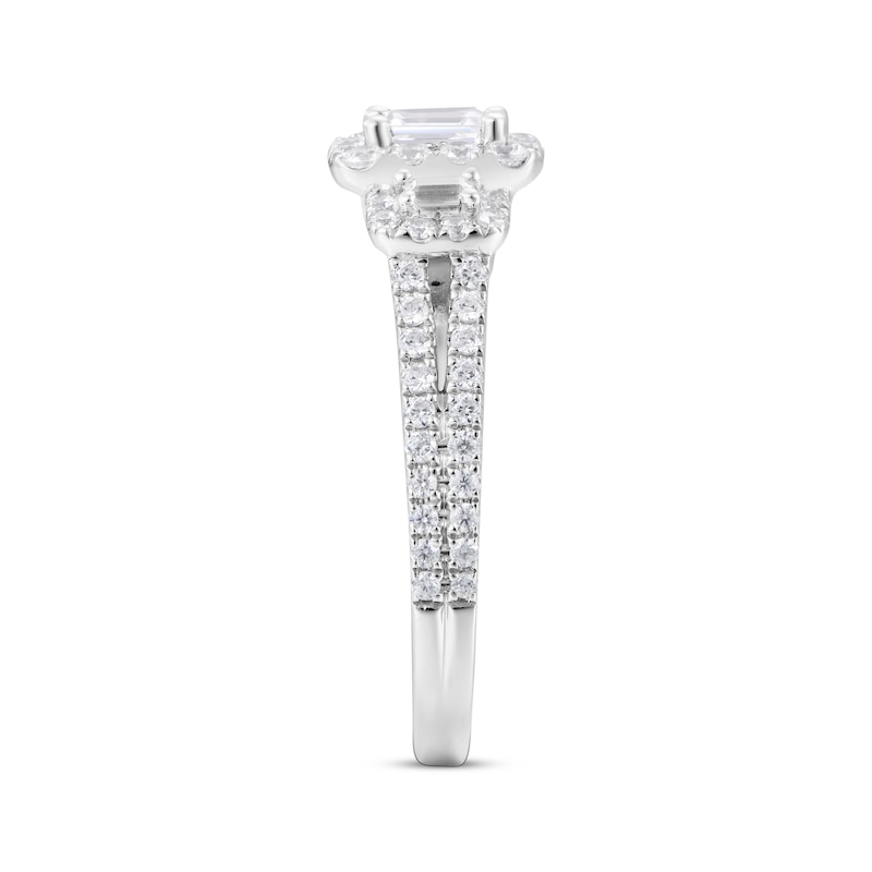 Emerald-Cut Diamond Three-Stone Engagement Ring 1 ct tw 14K White Gold