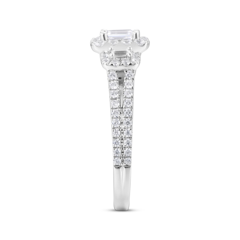 Main Image 2 of Adore Emerald-Cut Diamond Three-Stone Engagement Ring 1 ct tw 14K White Gold