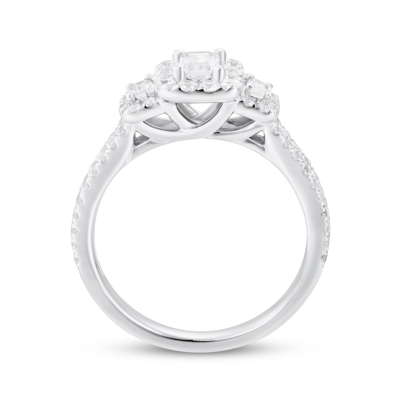 Main Image 3 of Adore Emerald-Cut Diamond Three-Stone Engagement Ring 1 ct tw 14K White Gold
