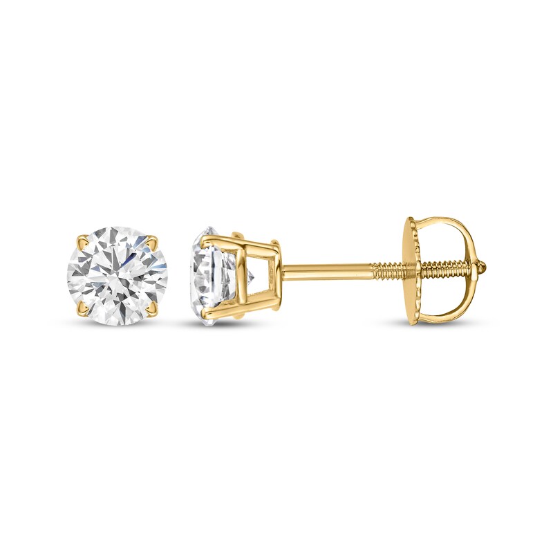 Main Image 1 of KAY Lab-Grown Diamonds Round-Cut Solitaire Stud Earrings 1 ct tw 14K Yellow Gold (I/SI2)