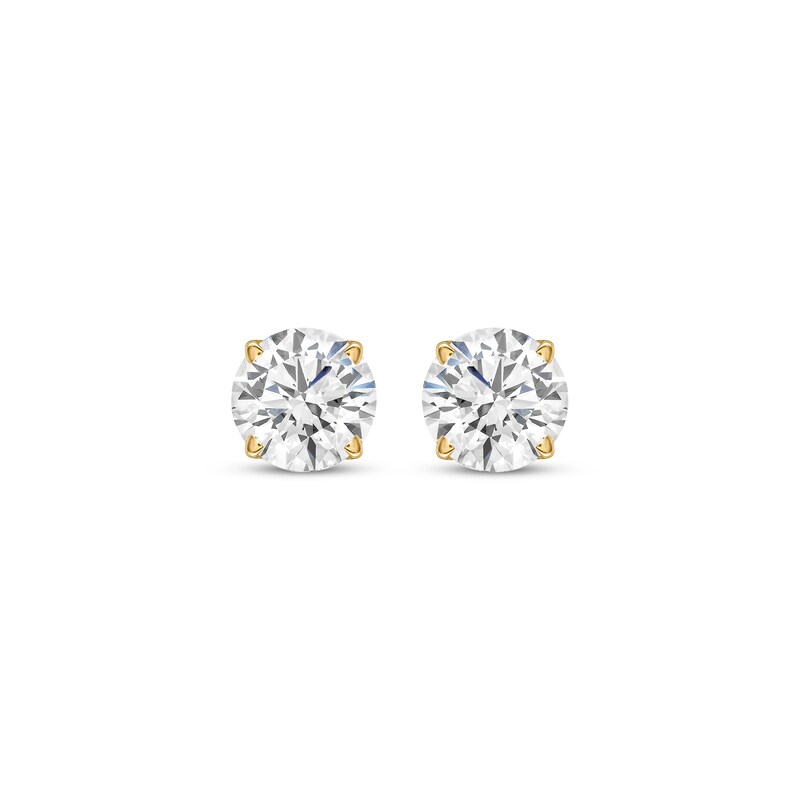 Main Image 2 of KAY Lab-Grown Diamonds Round-Cut Solitaire Stud Earrings 1 ct tw 14K Yellow Gold (I/SI2)