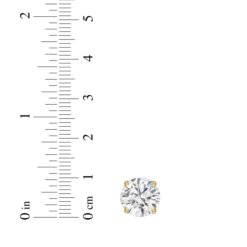 Main Image 4 of KAY Lab-Grown Diamonds Round-Cut Solitaire Stud Earrings 1 ct tw 14K Yellow Gold (I/SI2)