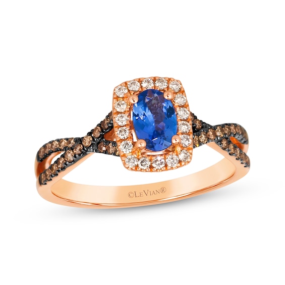 Le Vian Oval-Cut Tanzanite Ring 1/3 ct tw Diamonds 14K Strawberry Gold