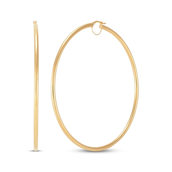 Polished Hoop Earrings 10K Yellow Gold 80mm