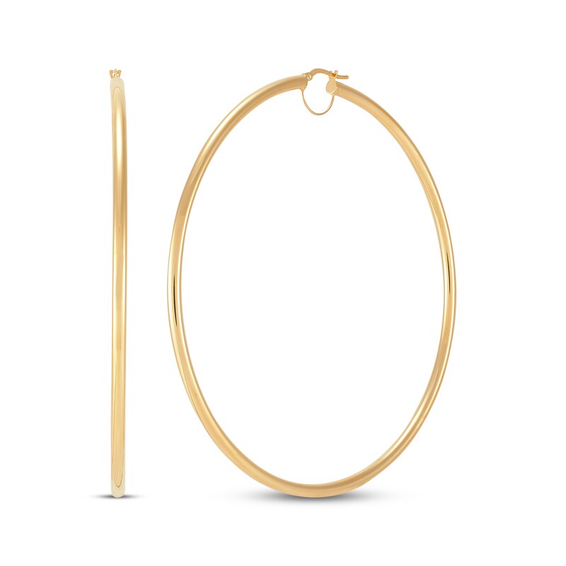 Main Image 1 of Polished Hoop Earrings 10K Yellow Gold 80mm