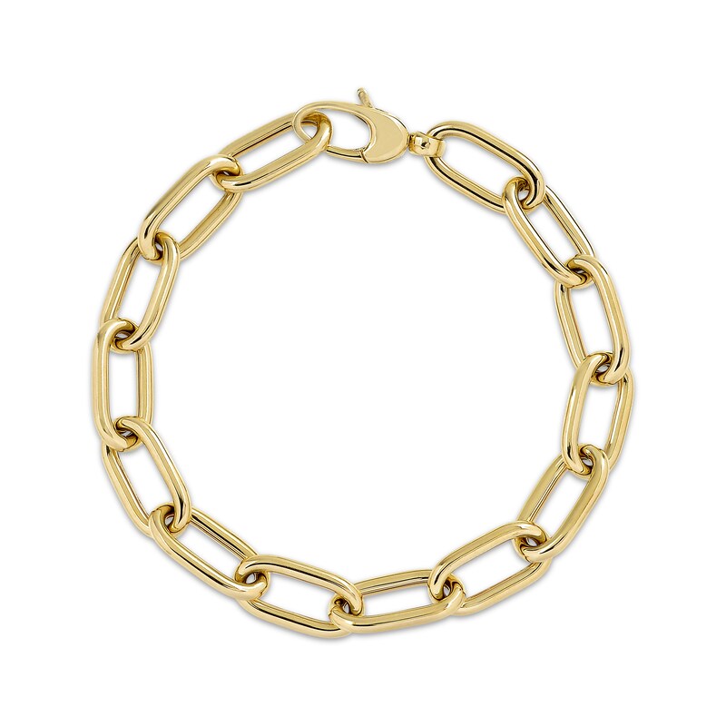 Main Image 1 of Paperclip Chain Bracelet Hollow 10K Yellow Gold 7.5"