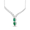 Thumbnail Image 2 of Pear-Shaped Lab-Created Emerald & White Lab-Created Sapphire Chevron Necklace 10K White Gold 18"