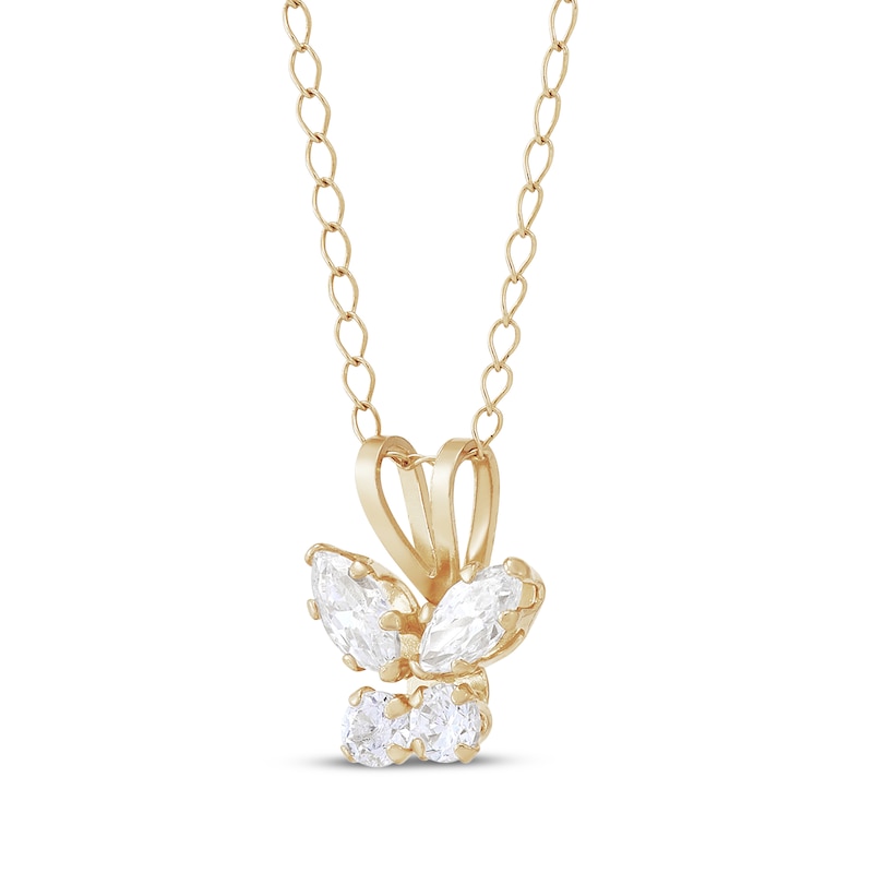 Main Image 2 of Children's Cubic Zirconia Butterfly Necklace 14K Yellow Gold 13"