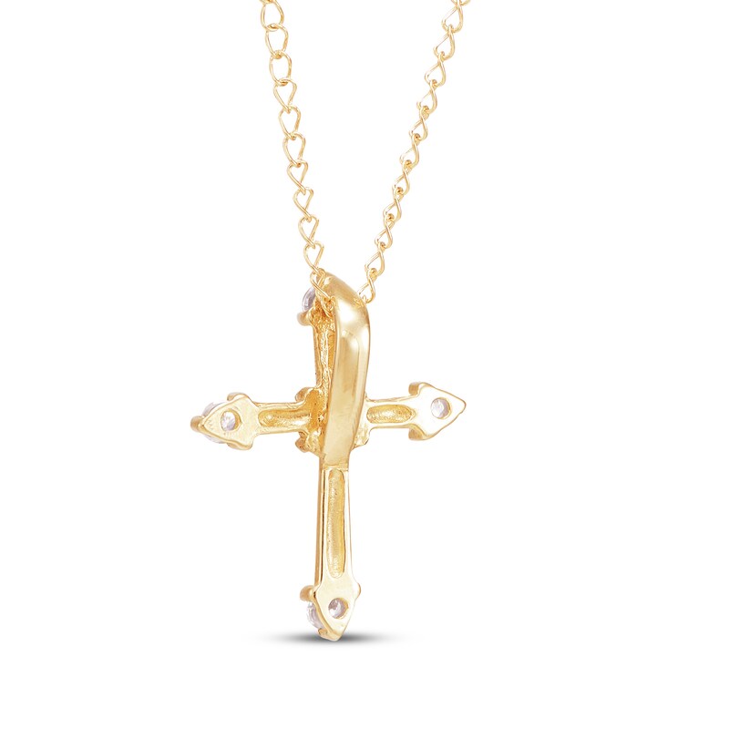 Main Image 2 of Children's Cubic Zirconia Cross Necklace 14K Yellow Gold 13"