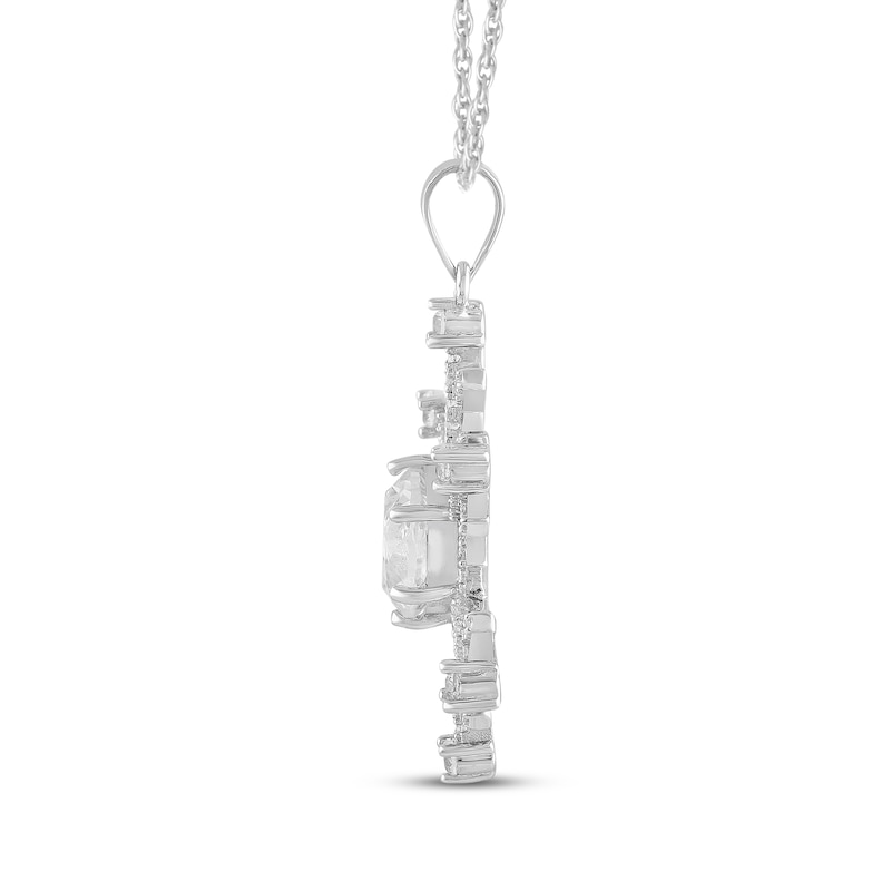 Main Image 2 of White Lab-Created Sapphire Snowflake Necklace Sterling Silver 18"