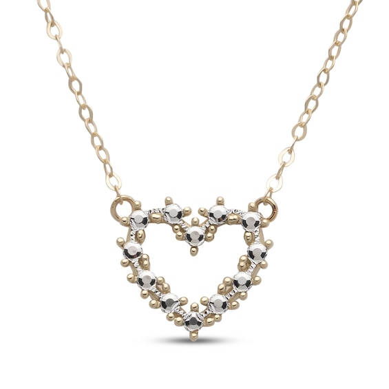 Heart Outline Necklace 10K Two-Tone Gold 18"