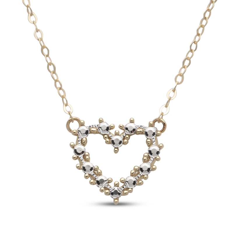 Main Image 1 of Heart Outline Necklace 10K Two-Tone Gold 18"