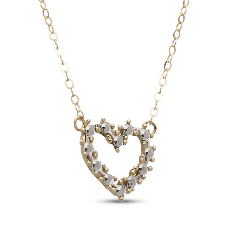 Main Image 2 of Heart Outline Necklace 10K Two-Tone Gold 18"