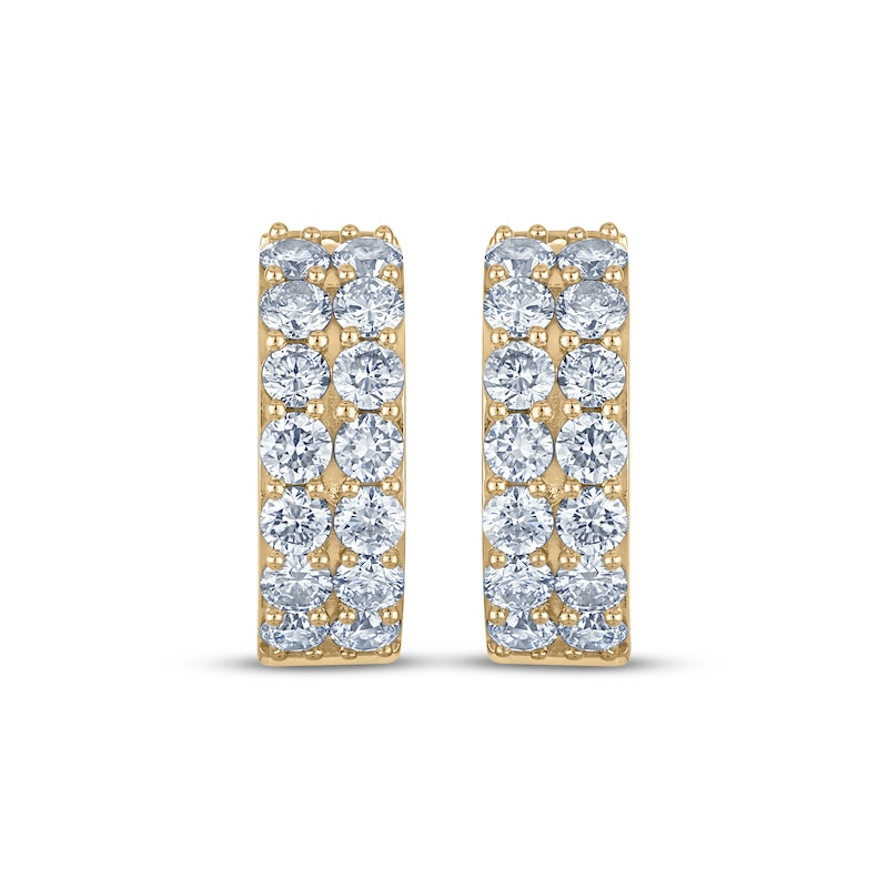 Main Image 2 of KAY Lab-Grown Diamonds Two-Row Pavé Huggie Hoop Earrings 2 ct tw 10K Yellow Gold