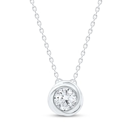 Diamond Solitaire Swirl Frame Necklace 1/3 ct tw 10K White Gold 18" (I/I2)