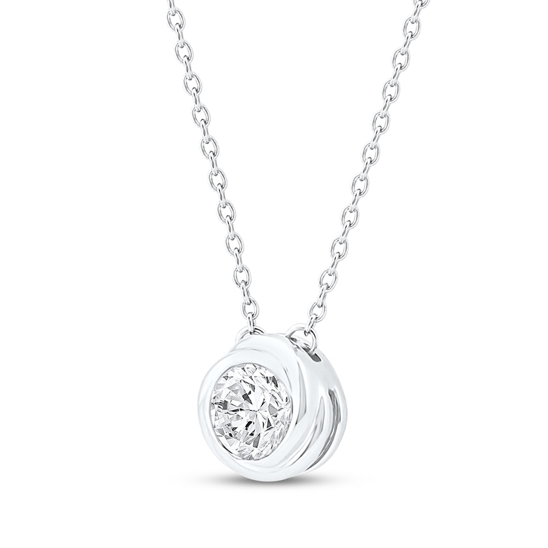 Main Image 2 of Diamond Solitaire Swirl Frame Necklace 1/3 ct tw 10K White Gold 18" (I/I2)