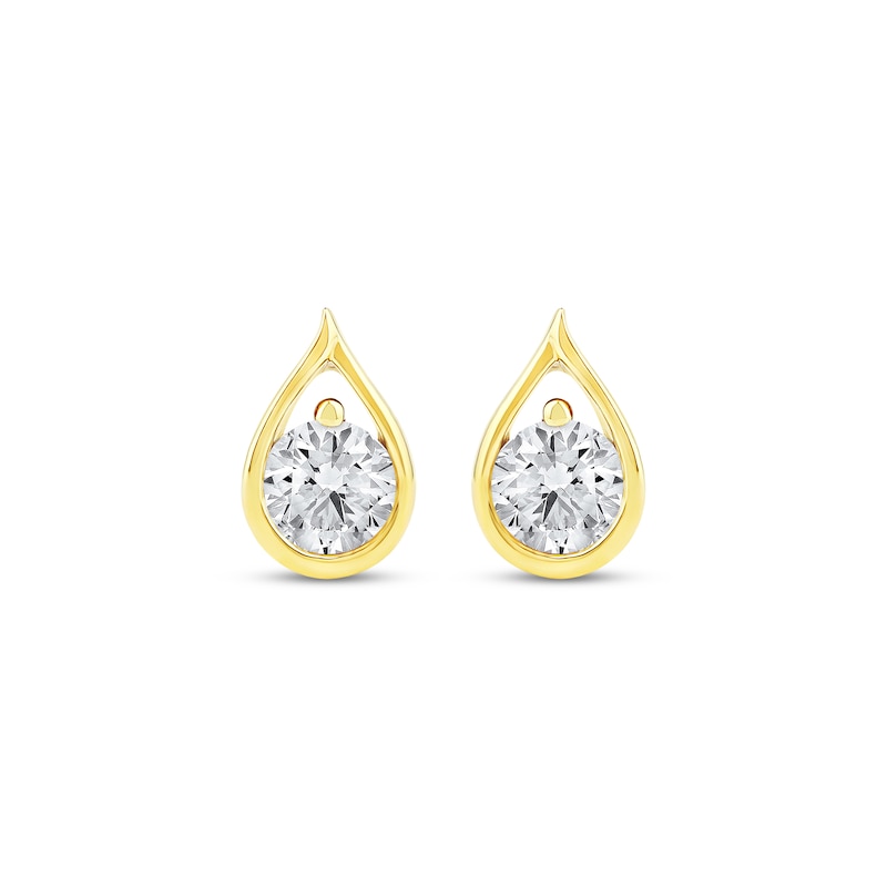 Main Image 2 of Diamond Solitaire Teardrop Frame Earrings 1/2 ct tw 10K Yellow Gold (I/I2)