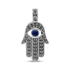 Thumbnail Image 1 of Men's Blue Lab-Created Sapphire & Black Diamond Hamsa Charm 1/2 ct tw Black Rhodium-Plated Sterling Silver
