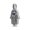 Thumbnail Image 2 of Men's Blue Lab-Created Sapphire & Black Diamond Hamsa Charm 1/2 ct tw Black Rhodium-Plated Sterling Silver