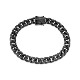 Men's Black Diamond Curb Chain Bracelet 2-3/8 ct tw Black Rhodium-Plated Sterling Silver 8.5"
