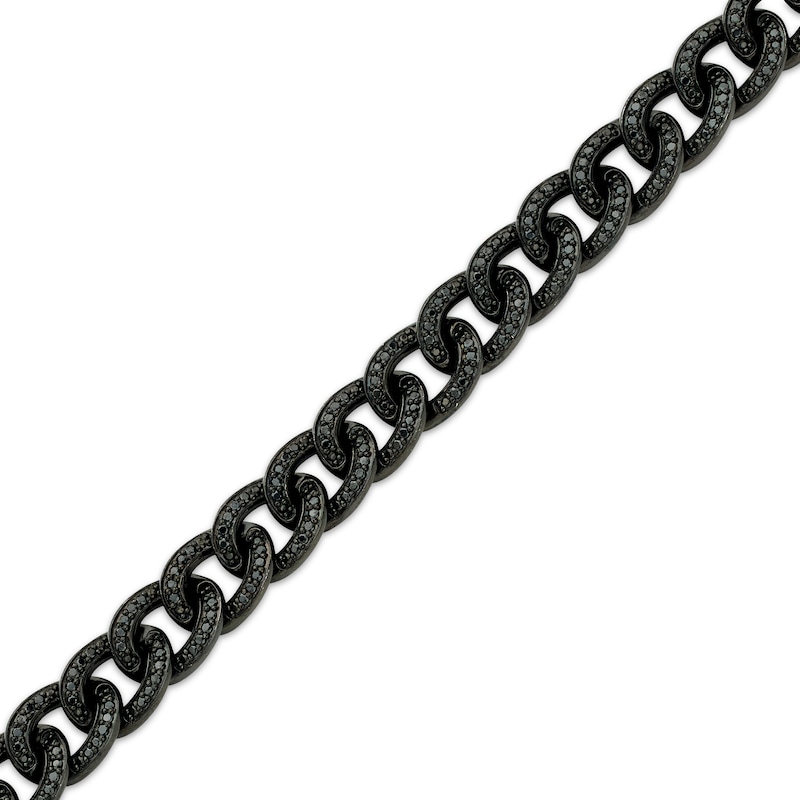 Main Image 2 of Men's Black Diamond Curb Chain Bracelet 2-3/8 ct tw Black Rhodium-Plated Sterling Silver 8.5"