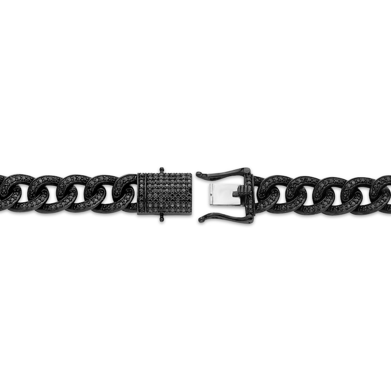 Main Image 3 of Men's Black Diamond Curb Chain Bracelet 2-3/8 ct tw Black Rhodium-Plated Sterling Silver 8.5"