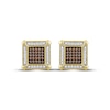 Thumbnail Image 2 of Men's Brown & White Multi-Diamond Square Stud Earrings 1/4 ct tw 10K Yellow Gold