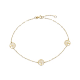 Tree of Life Station Bracelet 14K Yellow Gold 7.5"