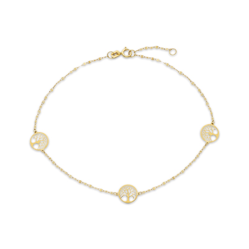 Main Image 1 of Tree of Life Station Bracelet 14K Yellow Gold 7.5"