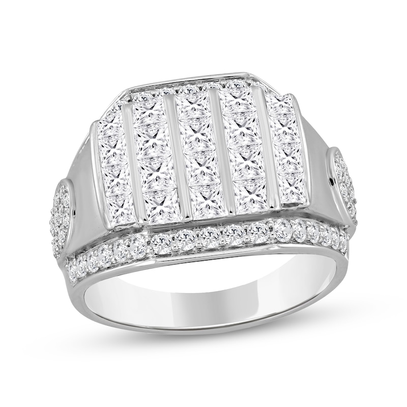Main Image 1 of KAY Lab-Grown Diamonds Men's Square & Round-Cut Multi-Stone Ring 3 ct tw 10K White Gold