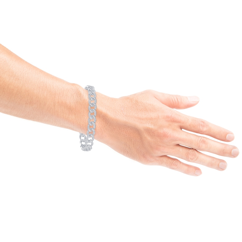 Main Image 4 of KAY Lab-Grown Diamonds Men's Cuban Curb Chain Link Bracelet 6 ct tw Sterling Silver 8.5"
