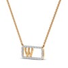 Thumbnail Image 2 of Diamond W Initial Rectangle Necklace 1/10 ct tw 10K Yellow Gold 18"