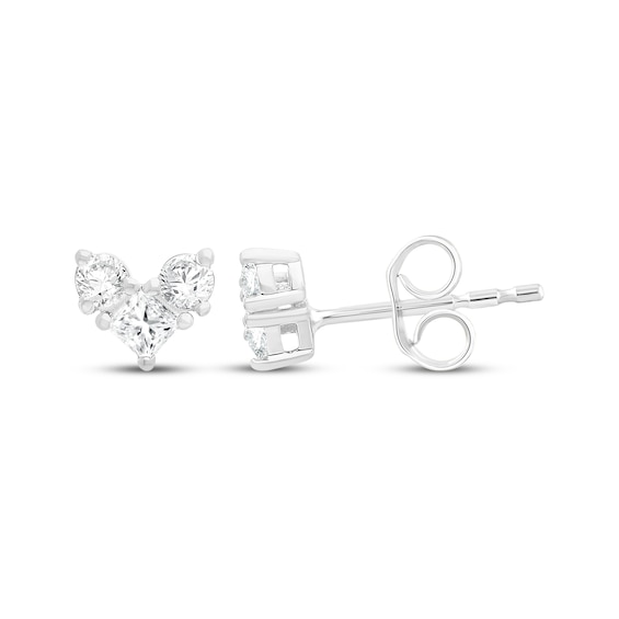 KAY Lab-Grown Diamonds Princess & Round-Cut Three-Stone Stud Earrings 1/4 ct tw 14K White Gold