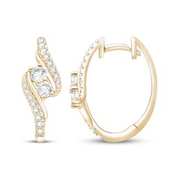 KAY Lab-Grown Diamonds Bypass Hoop Earrings 1 ct tw 14K Yellow Gold