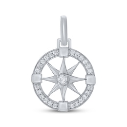 Men's Diamond Compass Charm 1/2 ct tw Sterling Silver