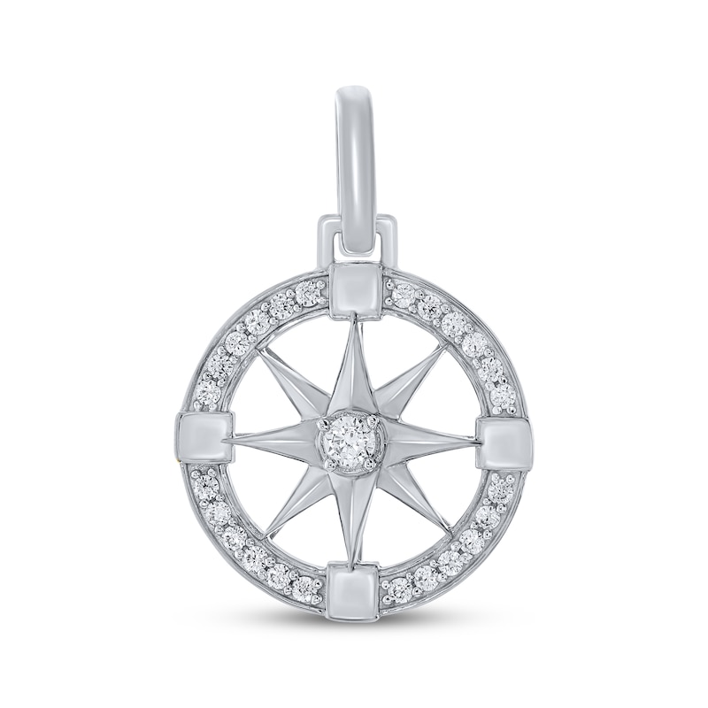 Main Image 1 of Men's Diamond Compass Charm 1/2 ct tw Sterling Silver