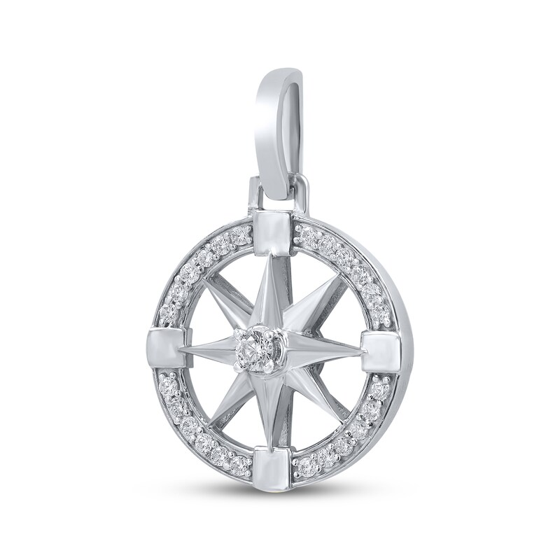 Main Image 2 of Men's Diamond Compass Charm 1/2 ct tw Sterling Silver