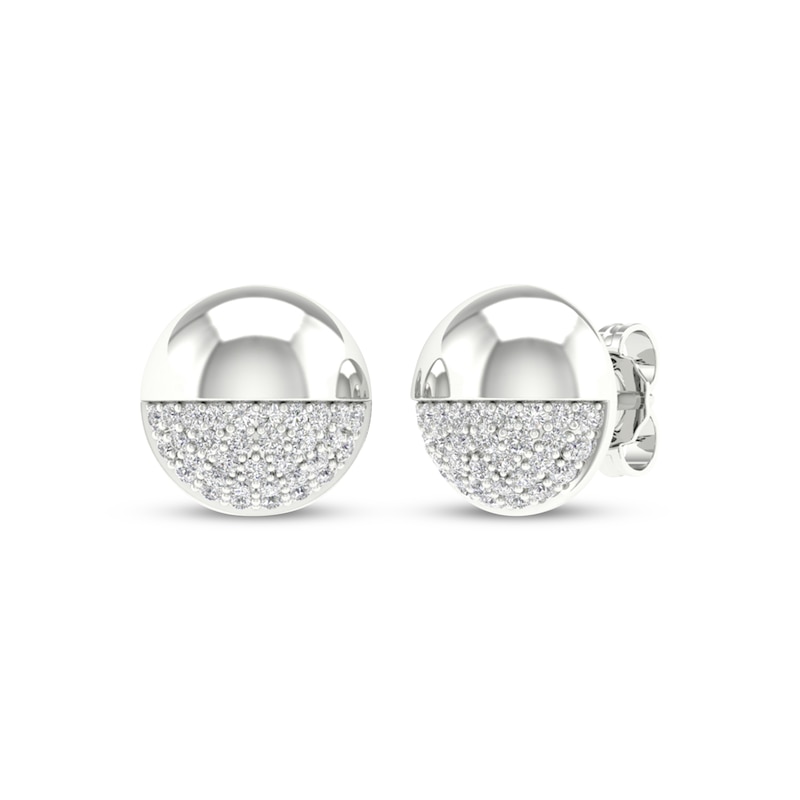 Main Image 1 of Diamond Half & Half Ball Stud Earrings 1/4 ct tw Sterling Silver