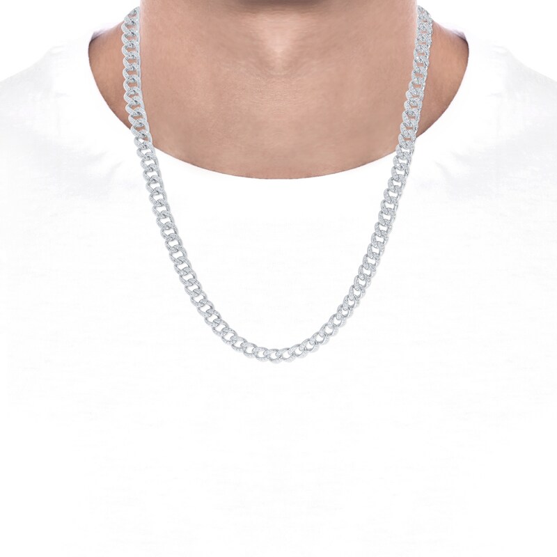 Main Image 4 of KAY Lab-Grown Diamonds Men's Cuban Chain Necklace 4-1/2 ct tw Sterling Silver 22"