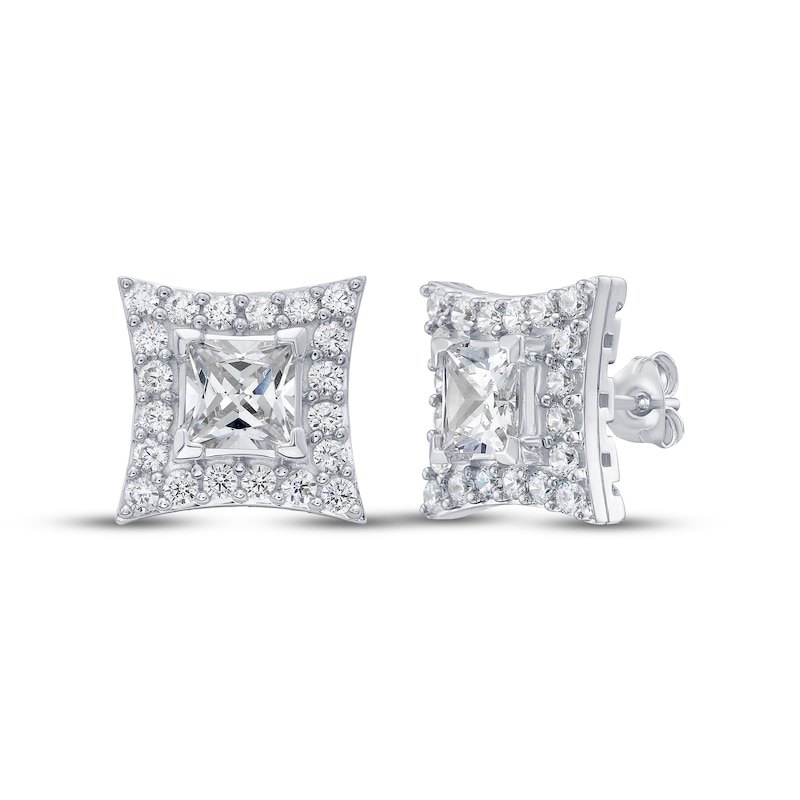 Main Image 1 of KAY Lab-Grown Diamonds Men's Concave Square Stud Earrings 3 ct tw 10K White Gold